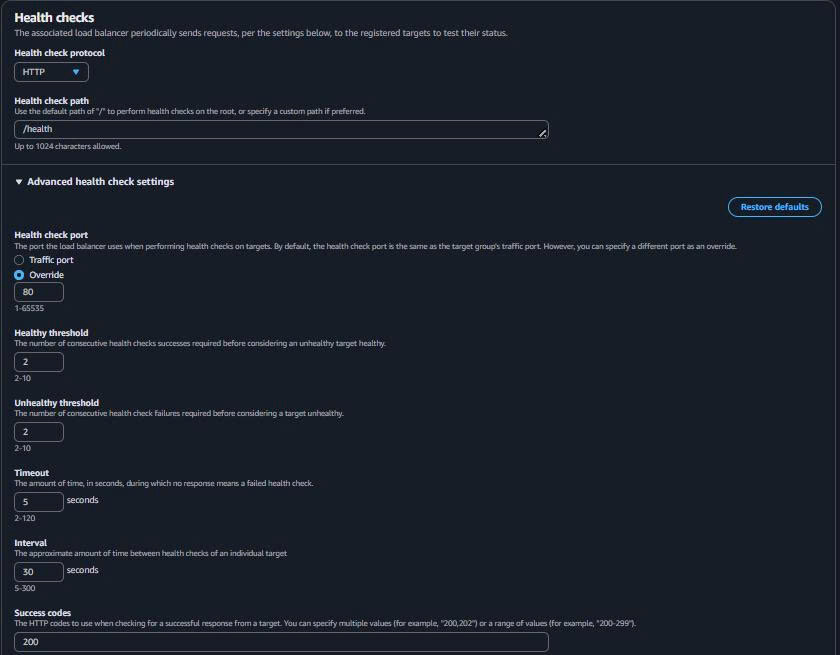 Health Check Settings